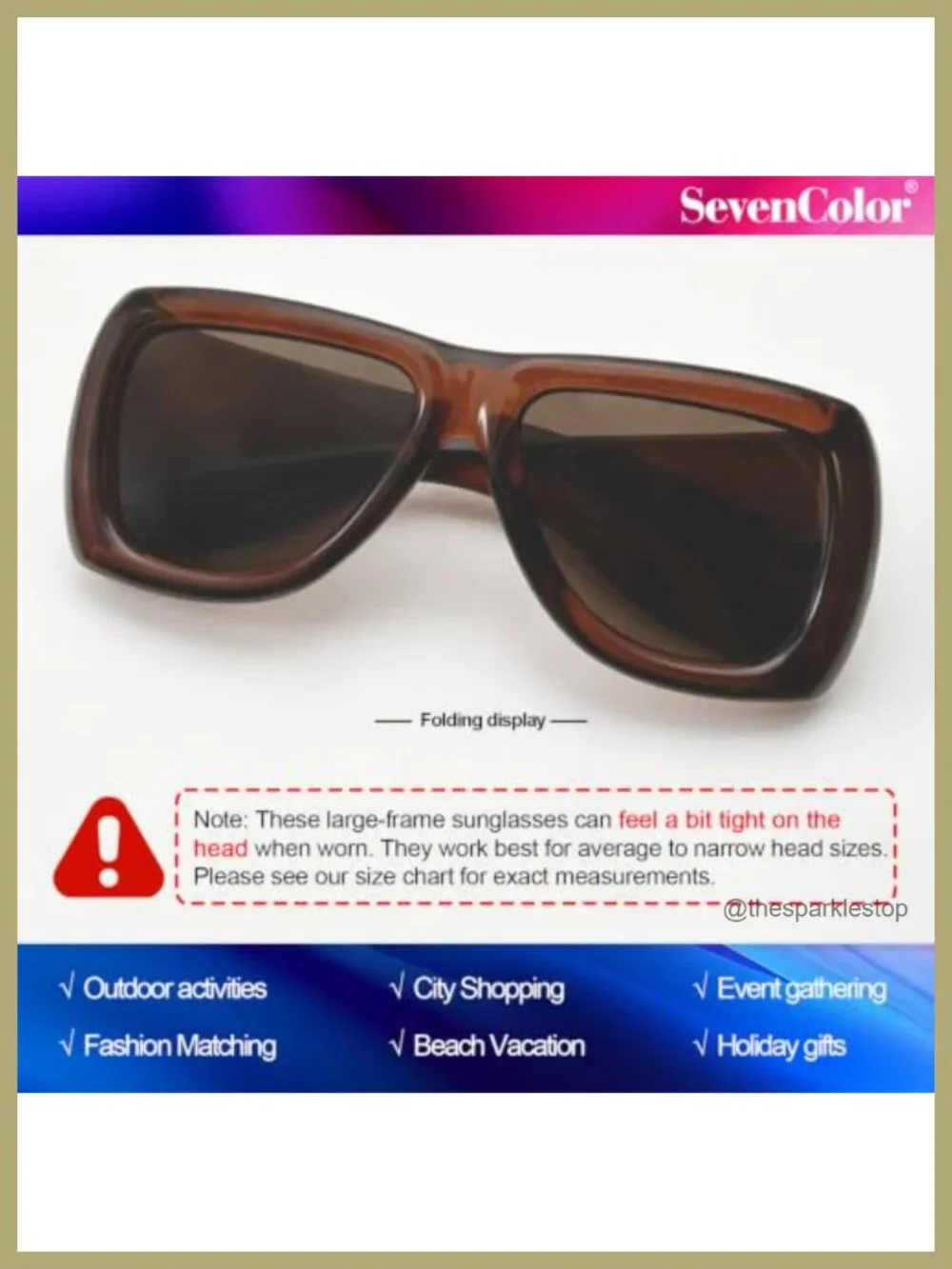 Oversized Shield Sunglasses for Women Men UV400 Retro Thick Frame